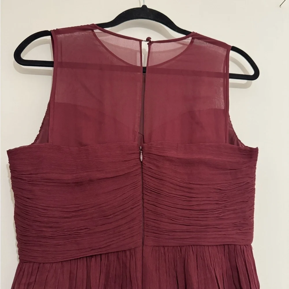 J. Crew Red Ruched Midi Dress V-Neck Sleeveless 100% Silk